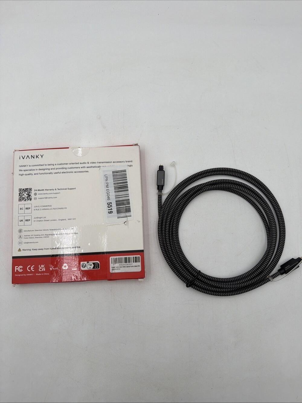 VANKY Optical Audio Cable 10ft Digital Digital Audio Optical for Soundbar / TV